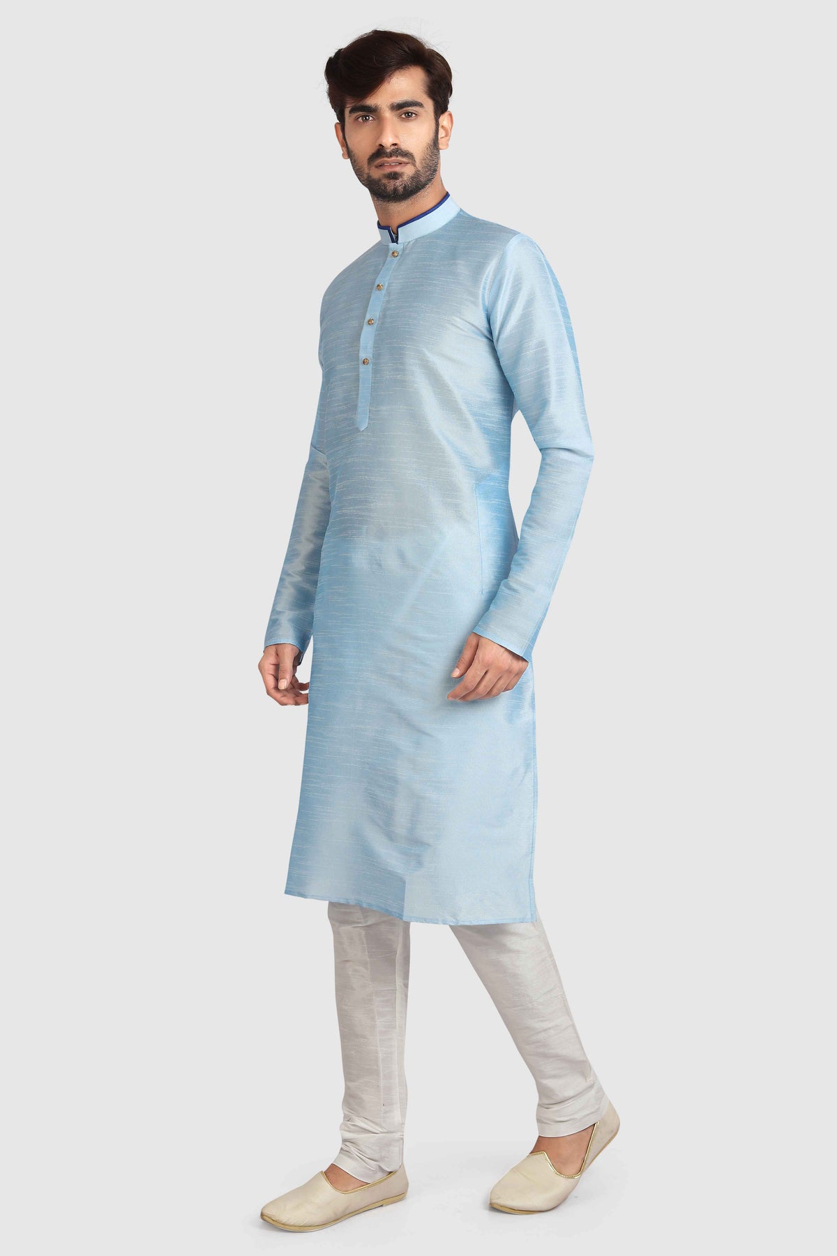 Raivat Ethnic Art Silk Kurta Pajama In Sky Blue Colour | Grocsy