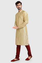 Raivat Ethnic Art Silk Kurta Pajama In Gold Colour | Grocsy