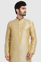 Raivat Ethnic Art Silk Kurta Pajama In Gold Colour | Grocsy