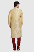 Raivat Ethnic Art Silk Kurta Pajama In Gold Colour | Grocsy