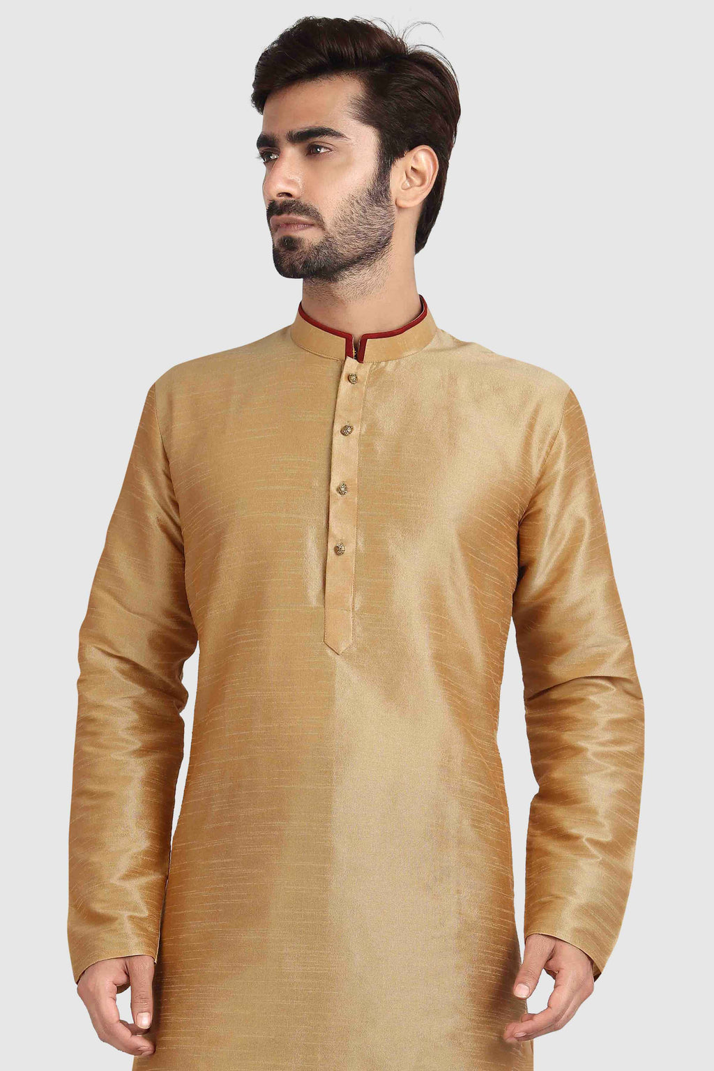 Raivat Ethnic Art Silk Kurta Pajama In Chikoo Colour | Grocsy