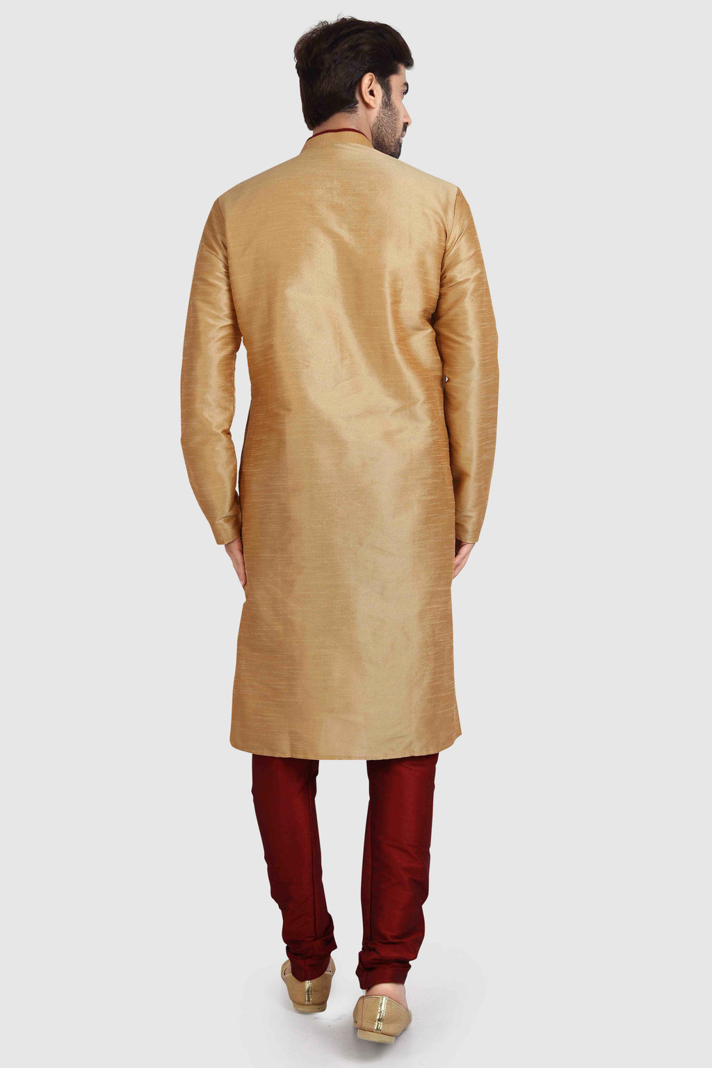 Raivat Ethnic Art Silk Kurta Pajama In Chikoo Colour | Grocsy