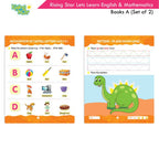 Rising Star Lets Learn English & Maths Activity Books Set A|Set of 2| Ages 3-7 Year| Number, Alphabets, Pattern Writing | Grocsy