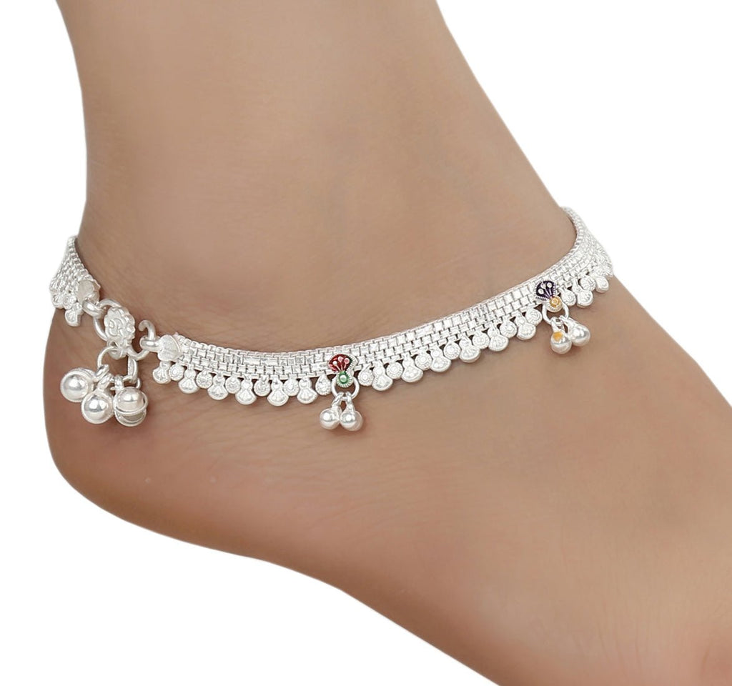 AanyaCentric Silver Plated Traditional Anklets Payal - Classic and Stylish for Women and Girls | Grocsy