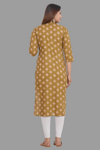 House of RP Women's Brown Cotton Floral Print Straight Kurta | Grocsy