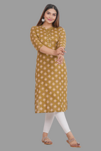 House of RP Women's Brown Cotton Floral Print Straight Kurta | Grocsy