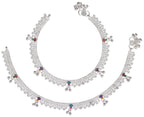 AanyaCentric Silver Plated Traditional Anklets Payal - Classic and Stylish for Women and Girls | Grocsy