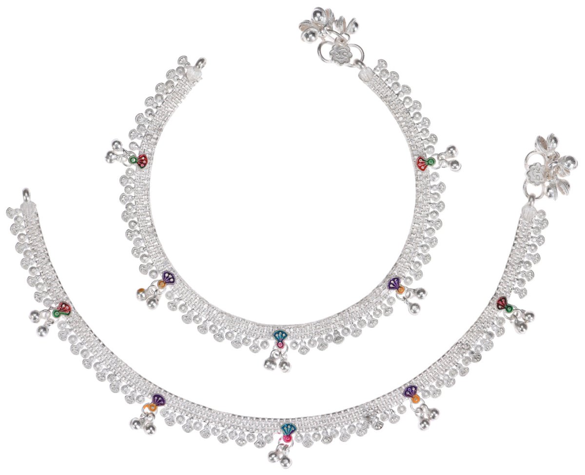 AanyaCentric Silver Plated Traditional Anklets Payal - Classic and Stylish for Women and Girls | Grocsy