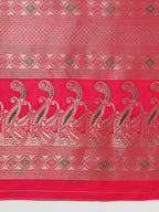 Monjolika Fashion Light Pink Banarasi Silk Blend SareeIn Classic Paisley & Rich Zari Pallu Comes With Unstitched Blouse | Grocsy