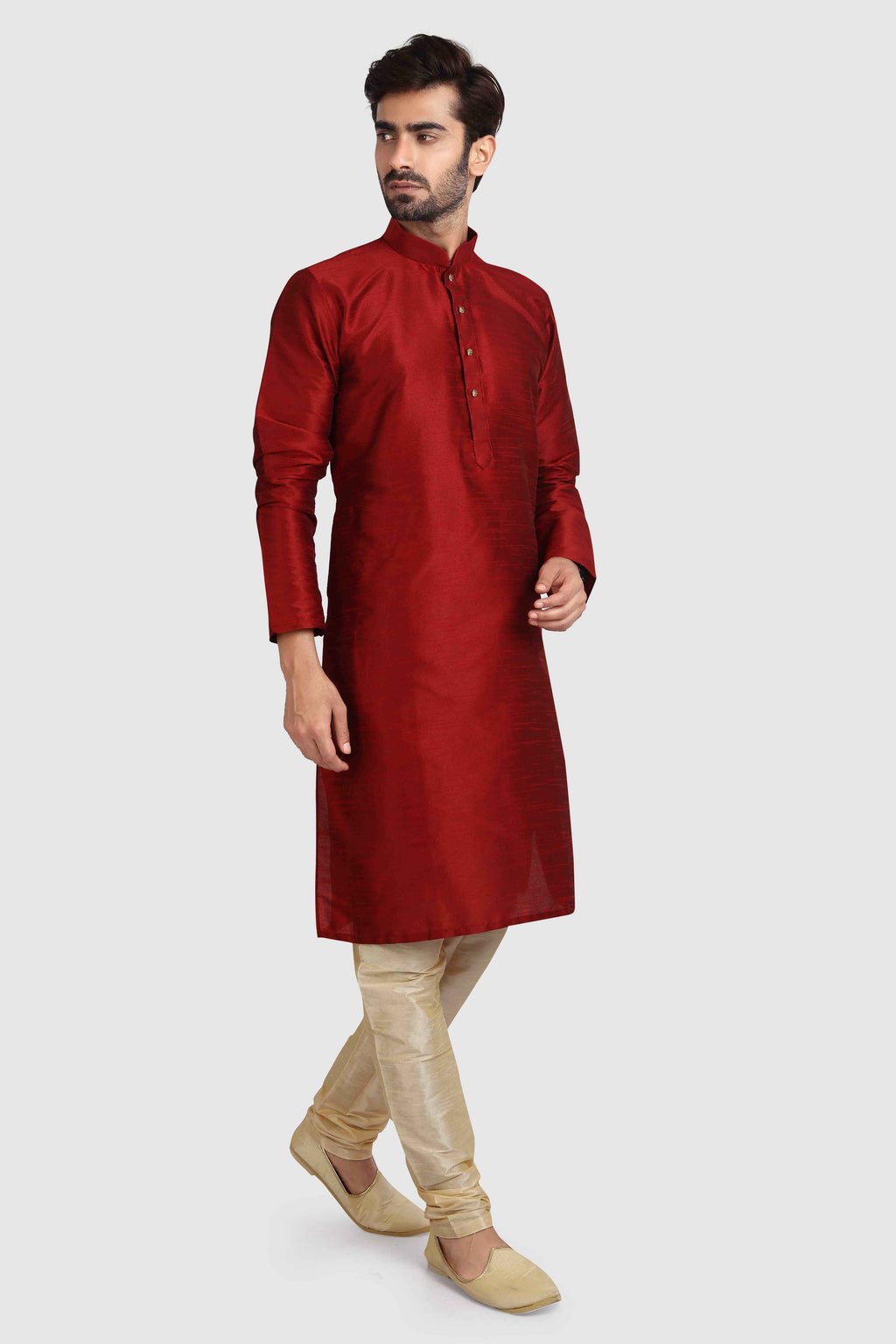 Raivat Ethnic Art Silk Kurta Pajama In Maroon Colour | Grocsy