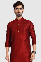 Raivat Ethnic Art Silk Kurta Pajama In Maroon Colour | Grocsy
