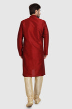Raivat Ethnic Art Silk Kurta Pajama In Maroon Colour | Grocsy