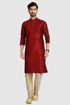 Raivat Ethnic Art Silk Kurta Pajama In Maroon Colour | Grocsy