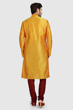 Raivat Ethnic Art Silk Kurta Pajama In Mustard Colour | Grocsy