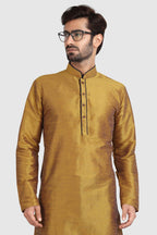 Raivat Ethnic Art Silk Kurta Pajama In Mustard Brown Colour | Grocsy