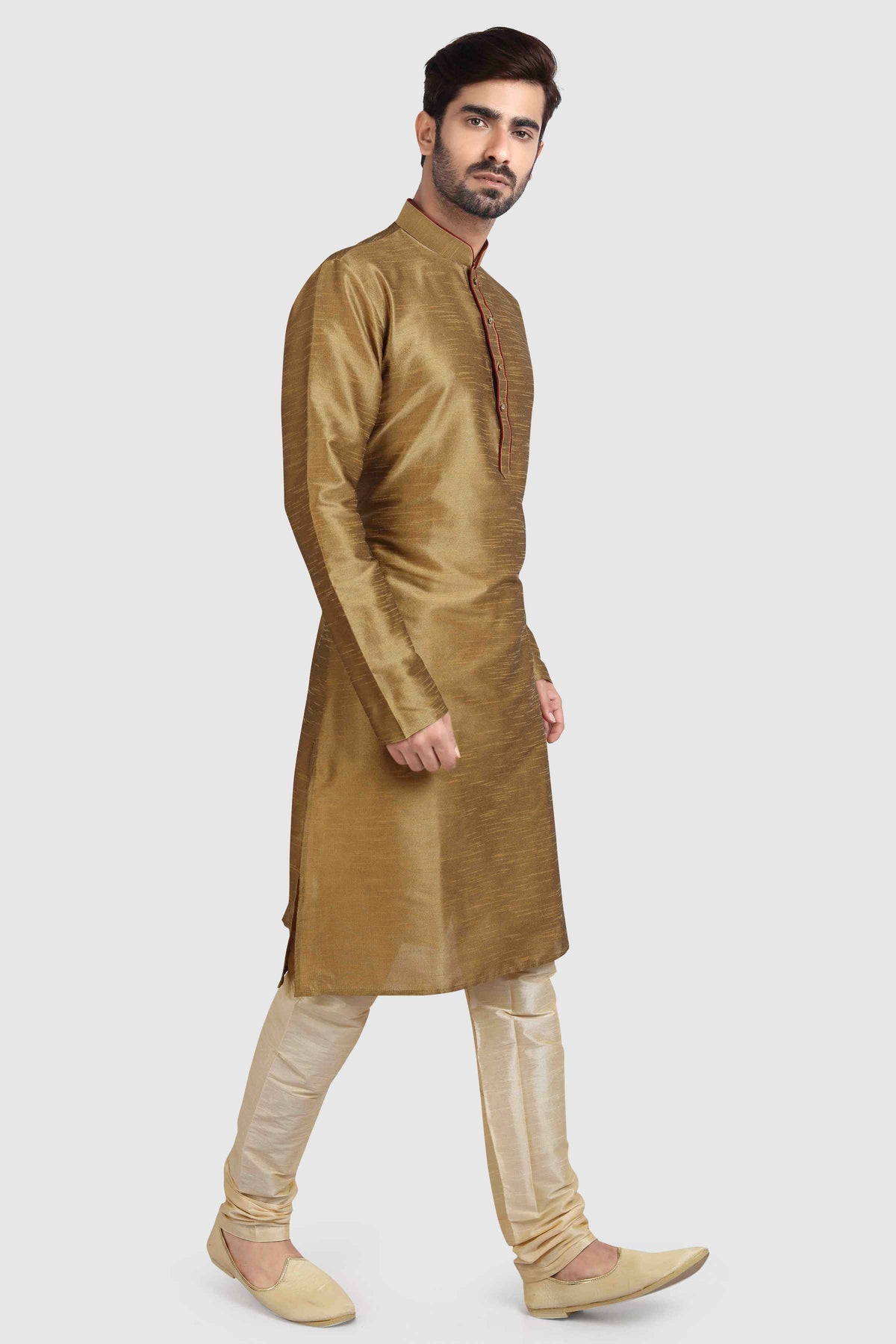 Raivat Ethnic Art Silk Kurta Pajama In Tusser Colour | Grocsy