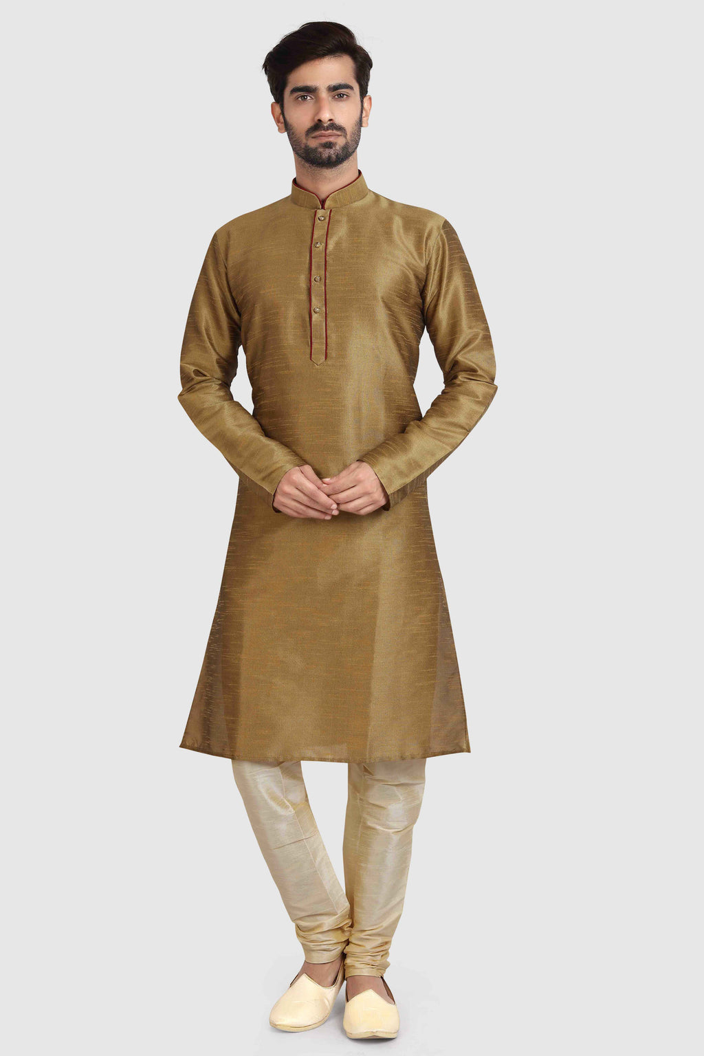 Raivat Ethnic Art Silk Kurta Pajama In Tusser Colour | Grocsy
