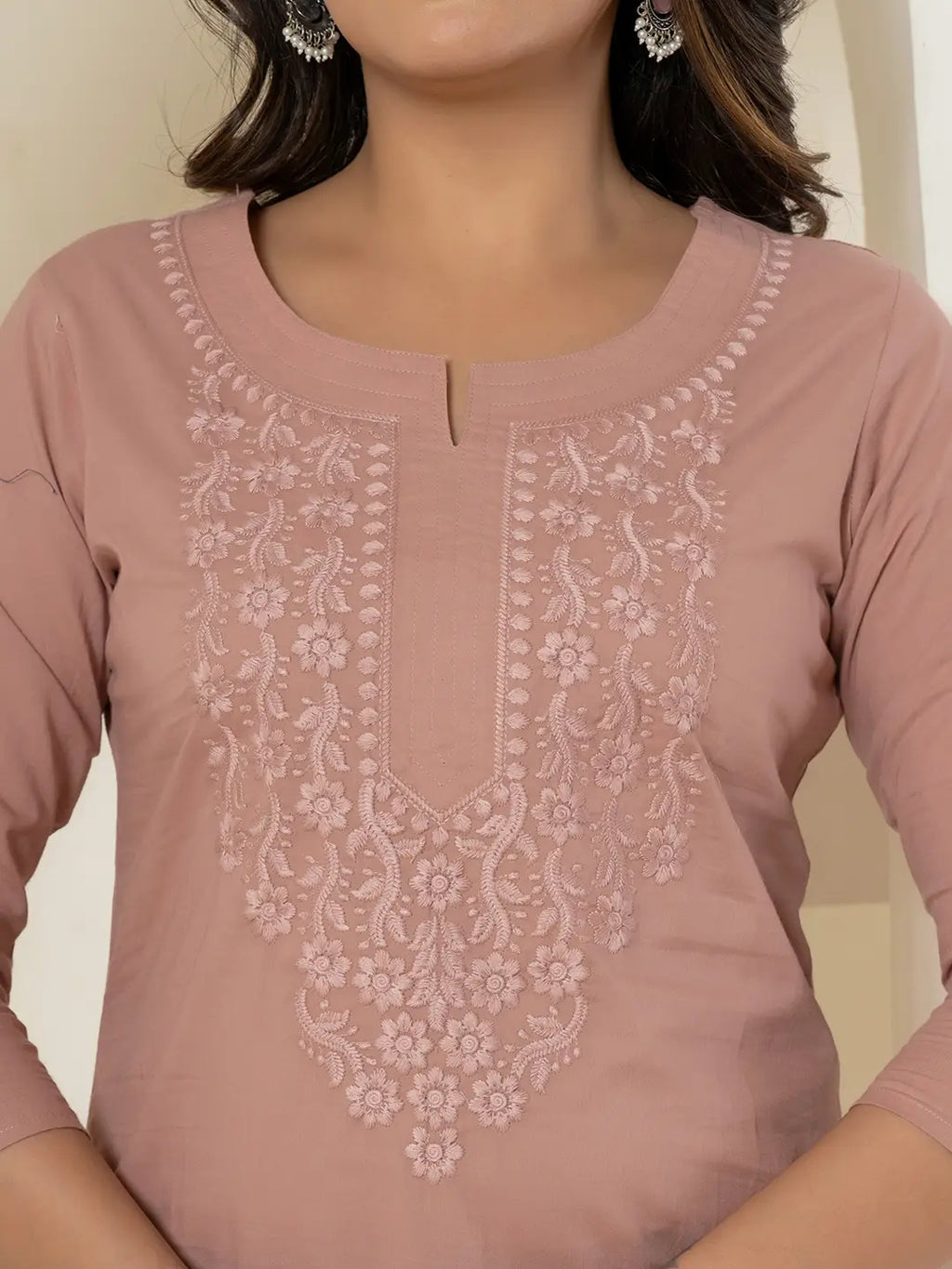 Yufta Women Purple Chikankari Straight Kurta | Grocsy