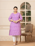 Yufta Women Lavender Floral Straight Plus Size Kurta | Grocsy