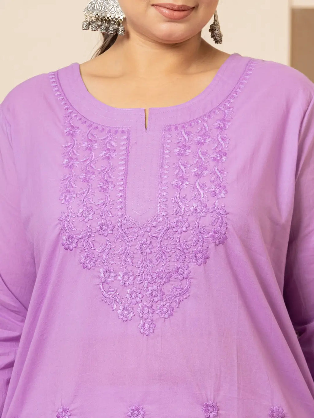 Yufta Women Lavender Floral Straight Plus Size Kurta | Grocsy