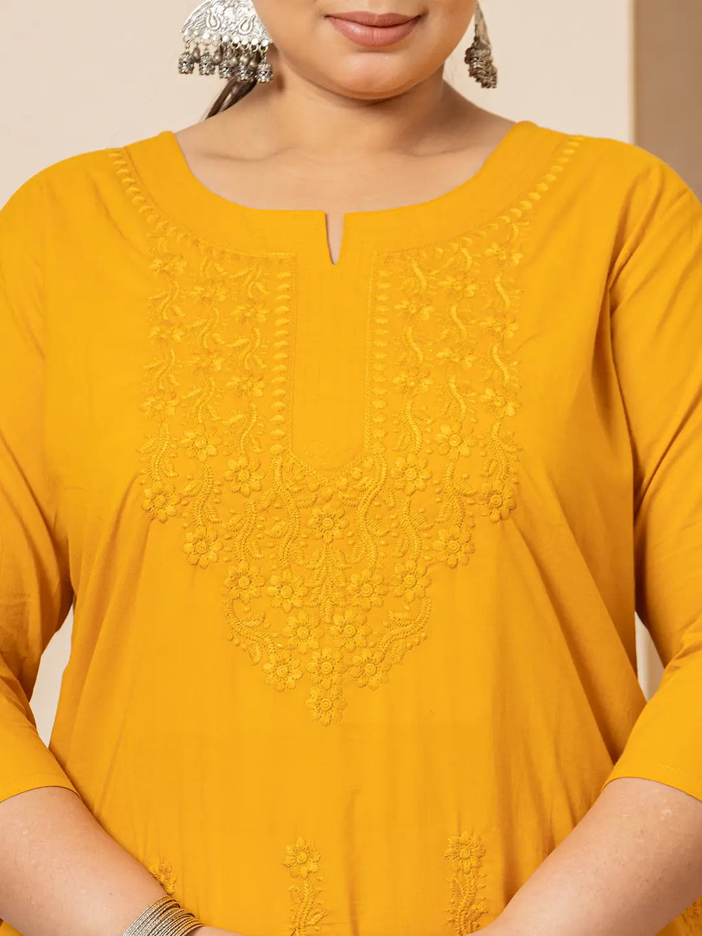 Yufta Women Mustard Floral Straight Plus Size Kurta | Grocsy