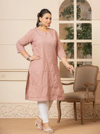 Yufta Women Mauve Floral Straight Plus Size Kurta | Grocsy