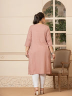 Yufta Women Mauve Floral Straight Plus Size Kurta | Grocsy