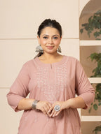 Yufta Women Mauve Floral Straight Plus Size Kurta | Grocsy
