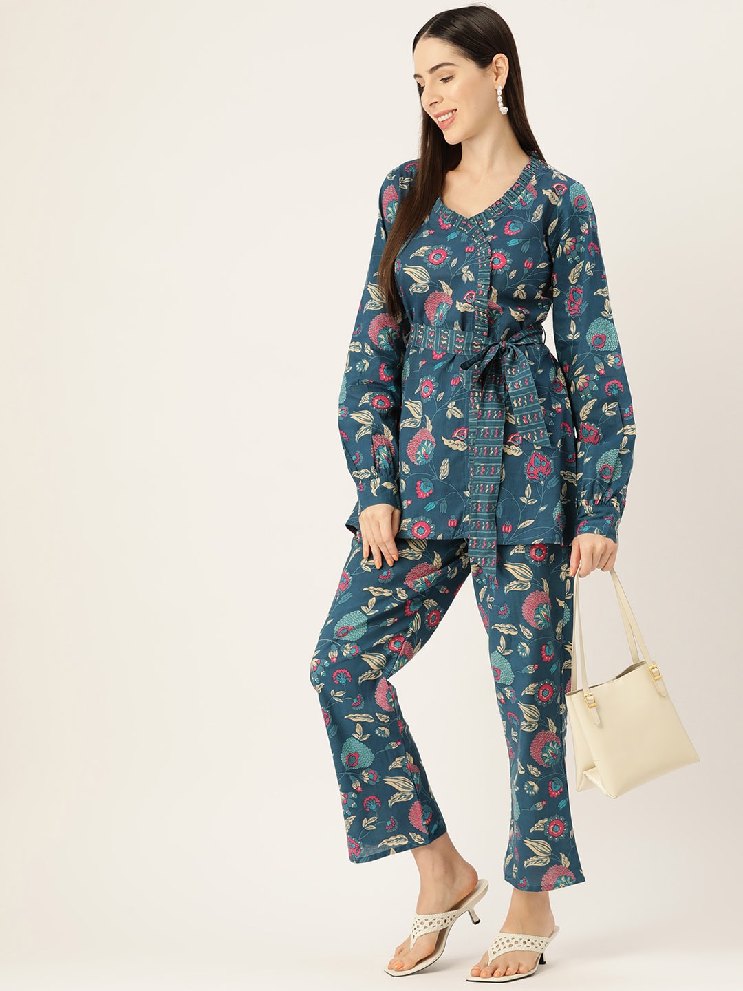 InWeave Blue Kalamkari Co Ord Set | Grocsy