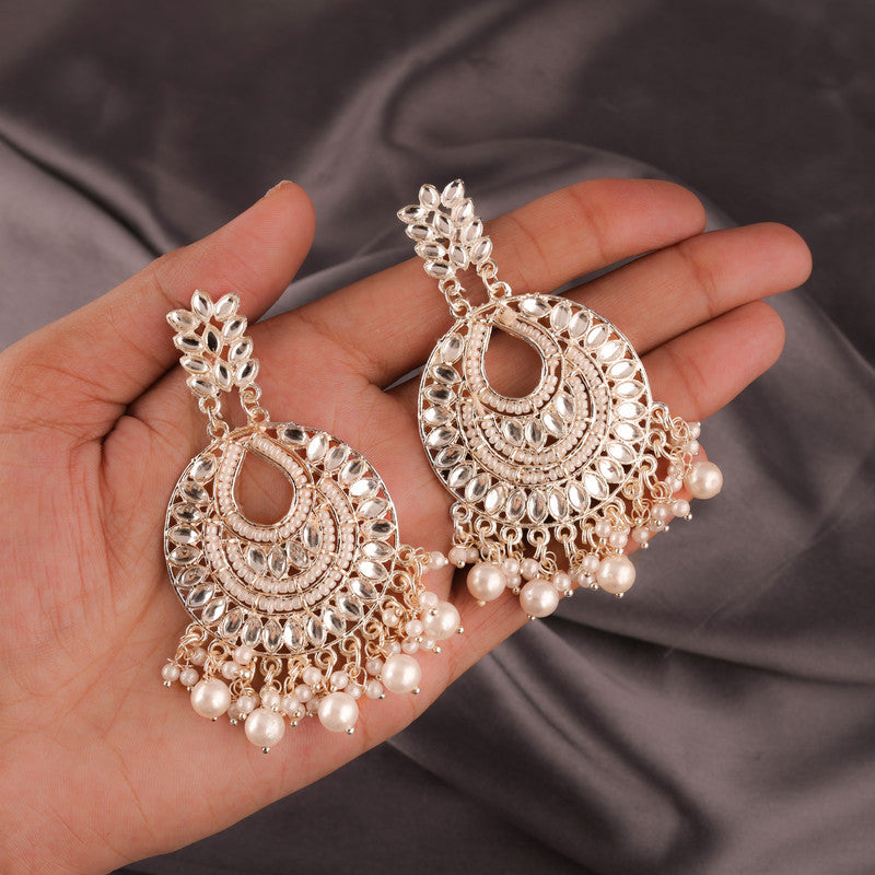 Tehzeeb Creations Pack of 1 Gold Drop & Danglers Earring For Women & Girls Diamond, Pearl Brass Drops & Danglers | Grocsy