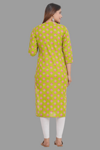 House of RP Women's Green Cotton Floral Print Straight Kurta | Grocsy