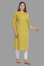 House of RP Women's Green Cotton Floral Print Straight Kurta | Grocsy