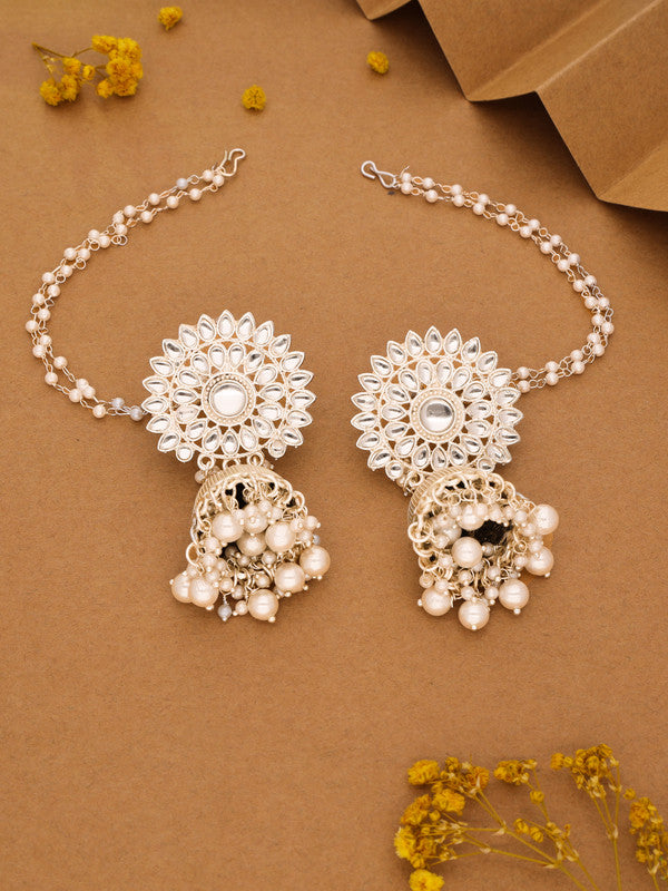 Tehzeeb Creations Kundan Pearl Studded Long Dangle Earrings For Women & Girls | Grocsy