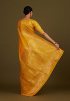 Monjolika Fashion Elegant Yellow Banarasi Silk Blend SareeBrocade Motifs & Zari Woven Splendor | Grocsy