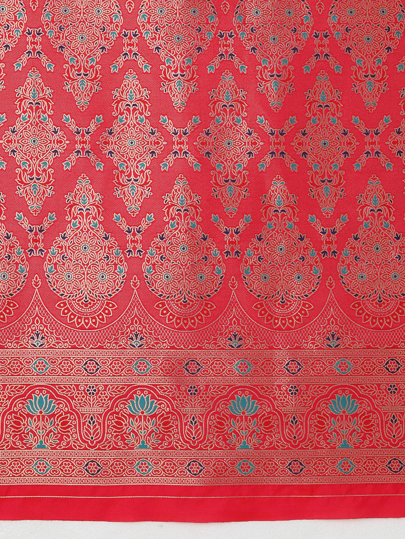 Monjolika Fashion Elegant Hot Pink Banarasi Silk Blend SareeBrocade Motifs & Zari Woven Splendor | Grocsy