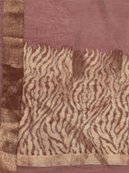 Saree Mall Mauve & Gold Solid Linen Blend Taant Saree | Grocsy