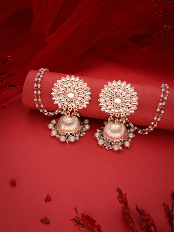 Tehzeeb Creations Kundan Pearl Studded Long Dangle Earrings For Women & Girls | Grocsy