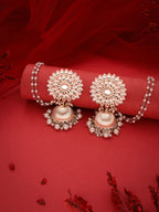 Tehzeeb Creations Kundan Pearl Studded Long Dangle Earrings For Women & Girls | Grocsy