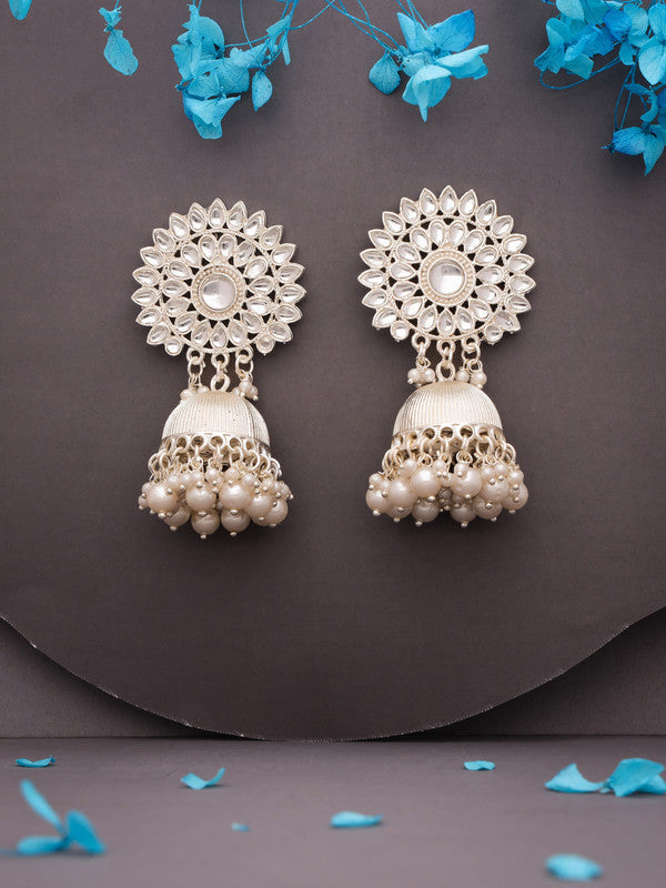 Tehzeeb Creations Kundan Pearl Studded Long Dangle Earrings For Women & Girls | Grocsy