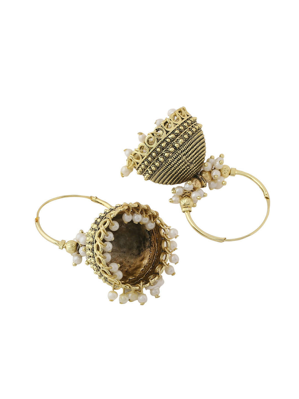 NVR Women Gold Toned Contemporary Jhumkas Earrings | Grocsy