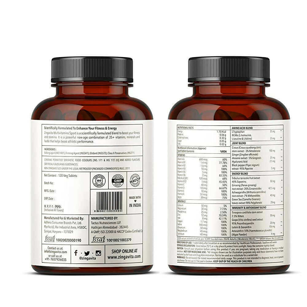 Zingavita Multivitamin Sports Tablets | Grocsy