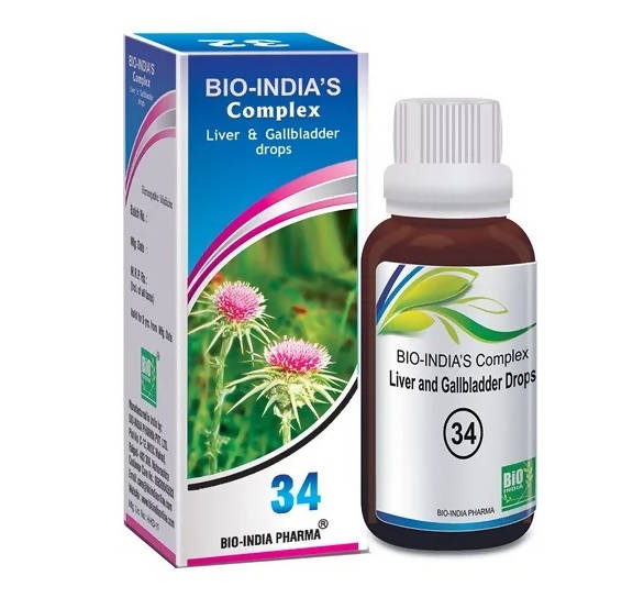 Bio India Homeopathy Complex 34 Liver And Gallbladder Drops | Grocsy
