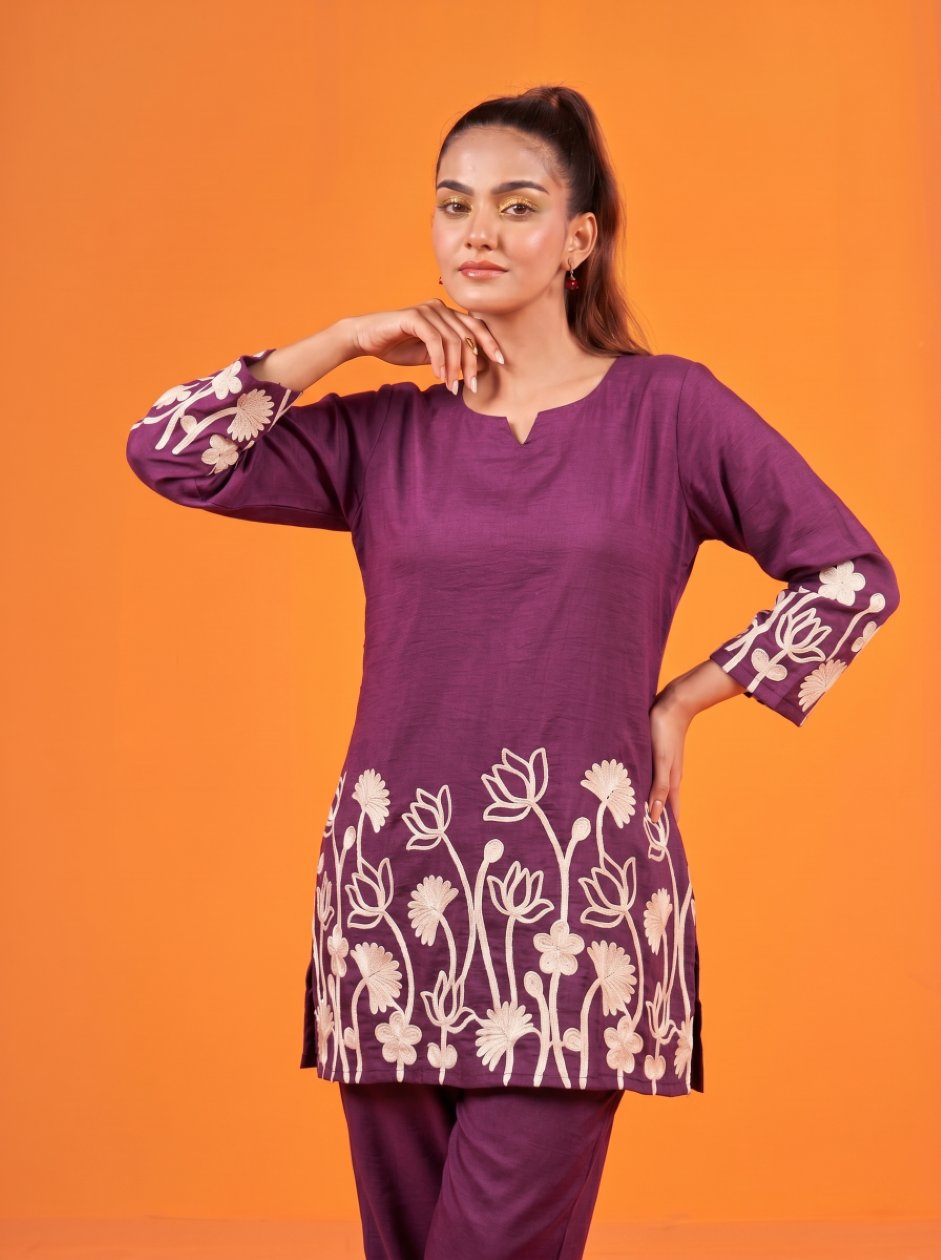 Anaita Wine Stylish Readymade Co-Ords Set | Grocsy