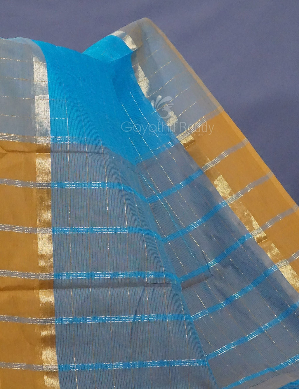 Dual Shade of Sky Blue And Grey Pure Mangalgiri Cotton By Gayathri Reddy Designer Studio | Grocsy