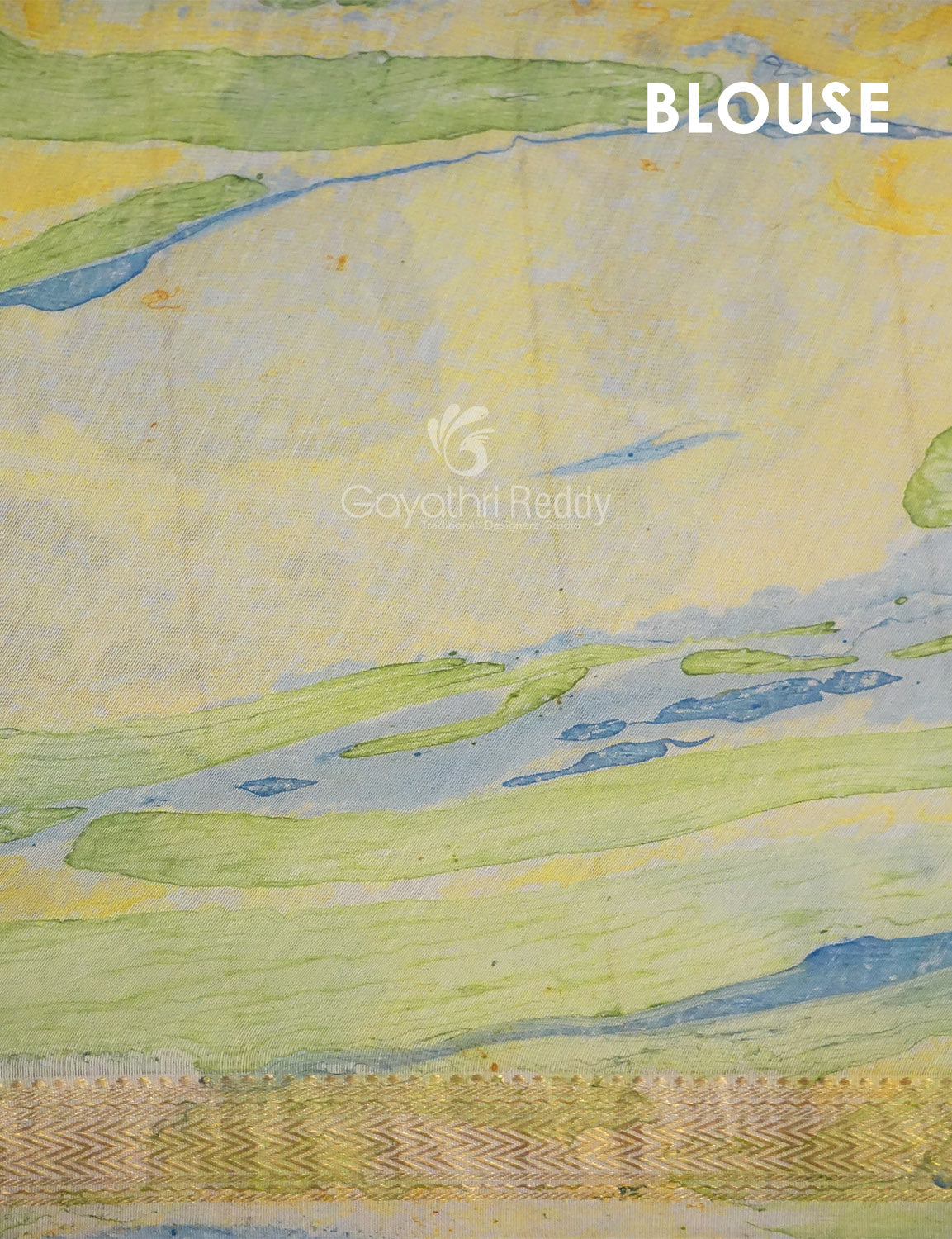 Combo of Parrot Green and Blue Chanderi Printed Saree By Gayathri Reddy Designer Studio | Grocsy