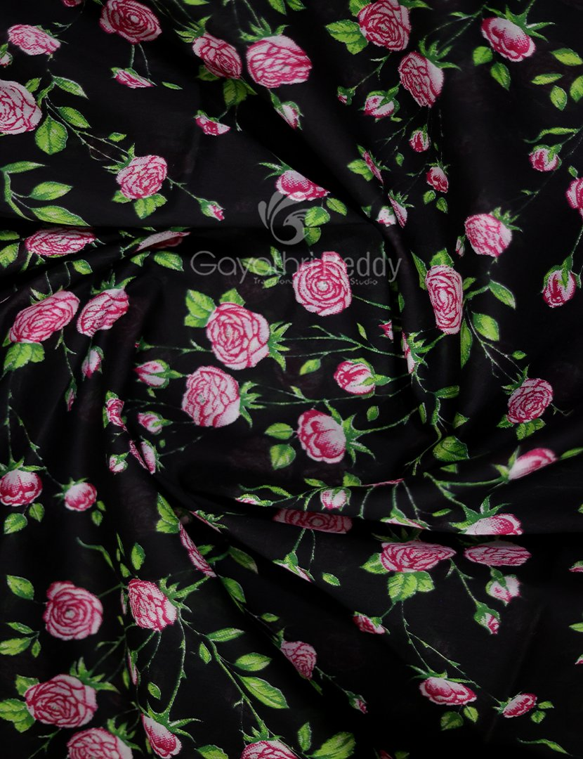 Block Print Black Coloured Mulmul Cotton Saree By Gayathri Reddy Designer Studio | Grocsy