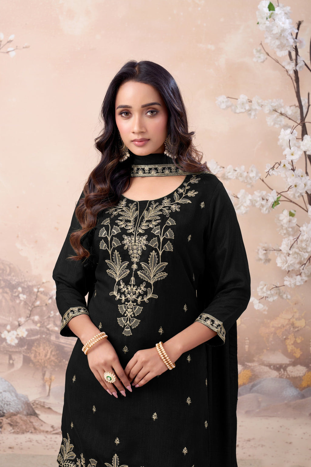 Anaita Black Vichitra Silk Readymade Suit with Coding Work | Grocsy