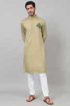 Laurel Embroidered Cotton Kurta by Hilo Design | Grocsy