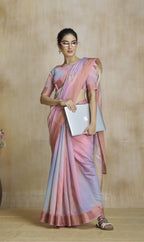 Anaita Pink Fancy Fabric With Digital Print Saree With Blouse | Grocsy
