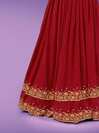Myra Red Georgette Embroidered Designer Lehenga | Grocsy